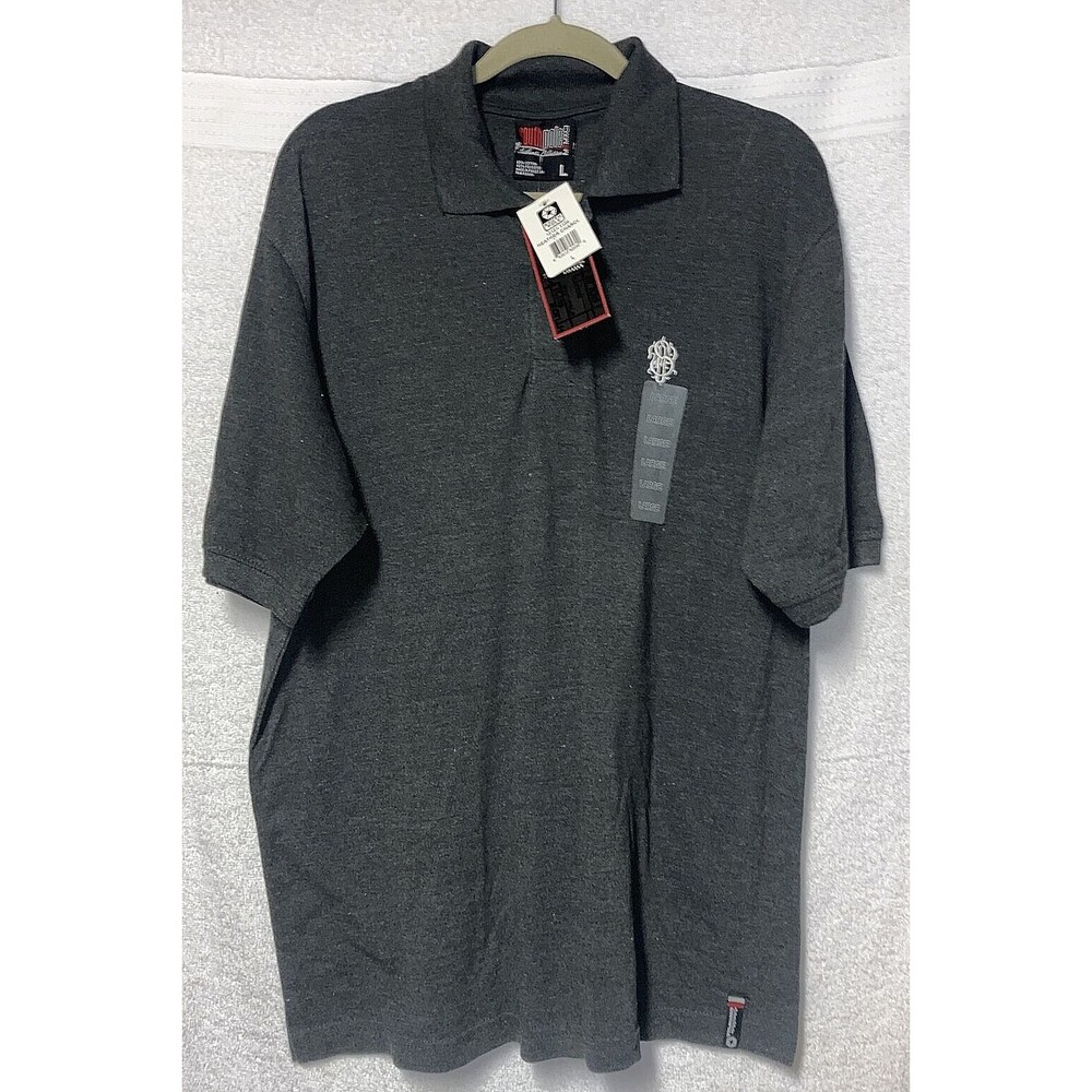 Southpole Collared Polo NWT Men Sz L Heather Charcoal
